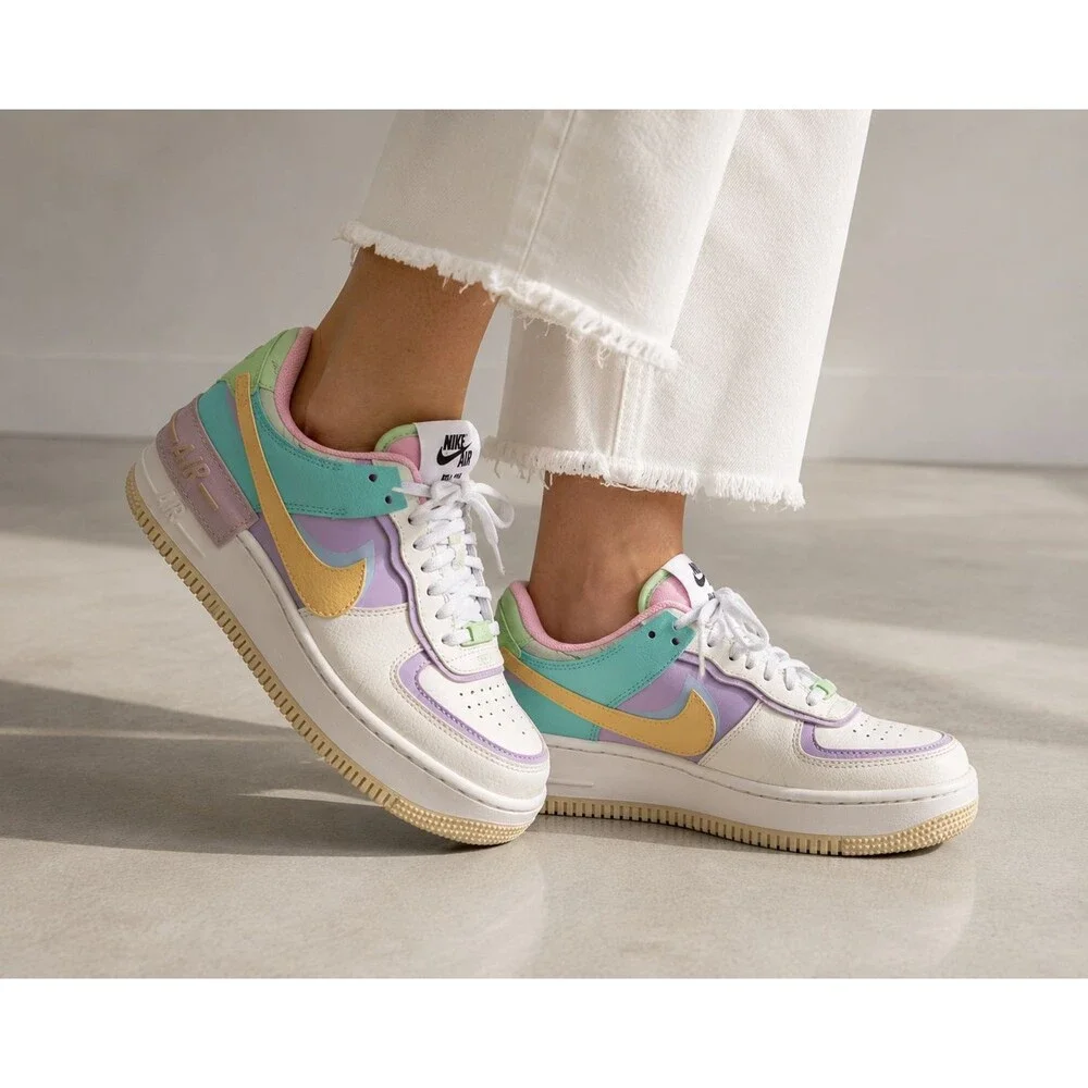 Nike Air Force 1 Shadow Women's Size 7.5 White Pink Mint Multi Color Sneakers